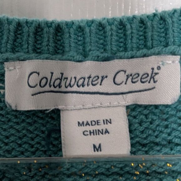 Coldwater Creek Knit Sweater Womens Size Medium Blue Button Detail Pullover - Picture 6 of 12